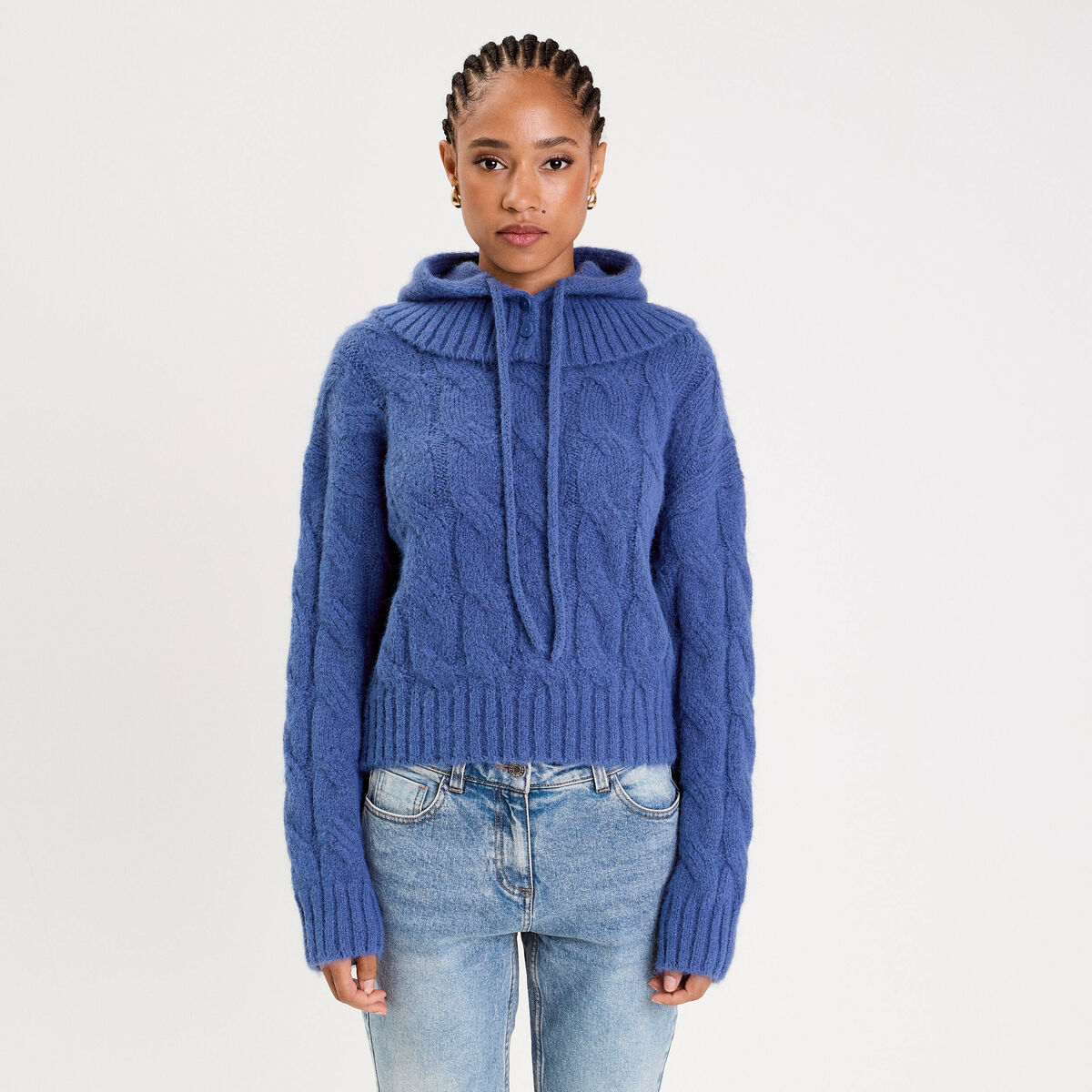 Pull 2-en-1 &agrave; capuche amovible violet femme