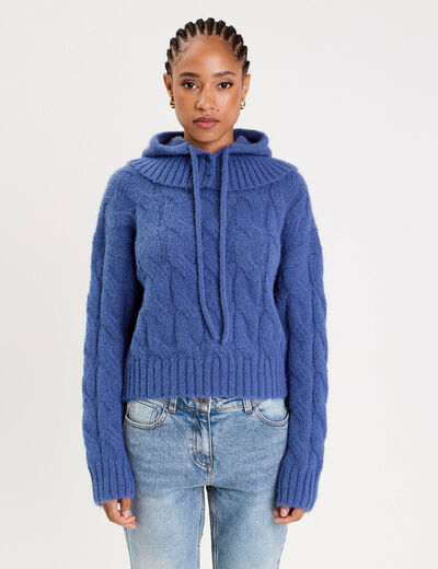 Pull 2-en-1 &agrave; capuche amovible violet femme