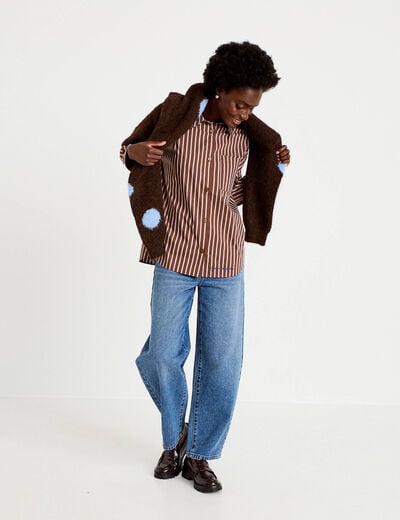 Chemise oversize manches longues marron femme