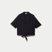 Chemise droite pliss&eacute;e manches courtes noir femme