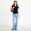Top en dentelle col rond manches courtes noir femme