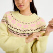 Pull col rond manches longues jaune clair femme