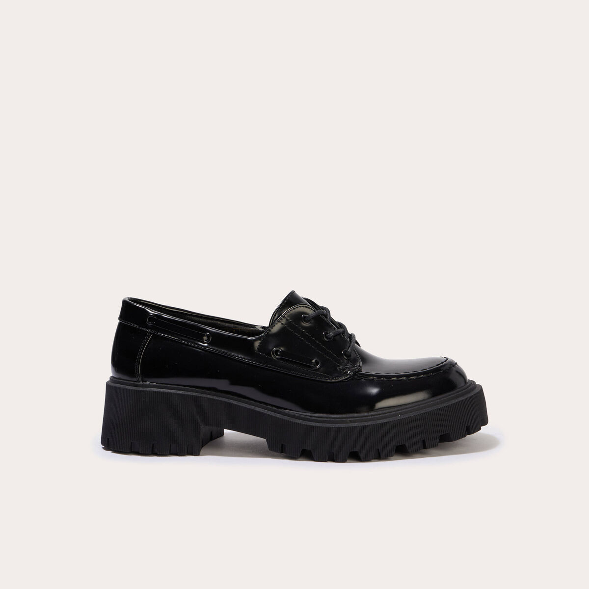 Mocassins &agrave; talon noir femme