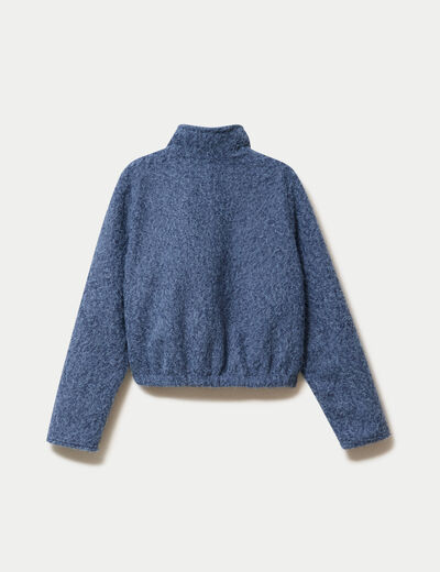 Veste zipp&eacute;e effet polaire bleu marine femme