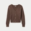 Gilet court avec boutons coeur bordeaux femme