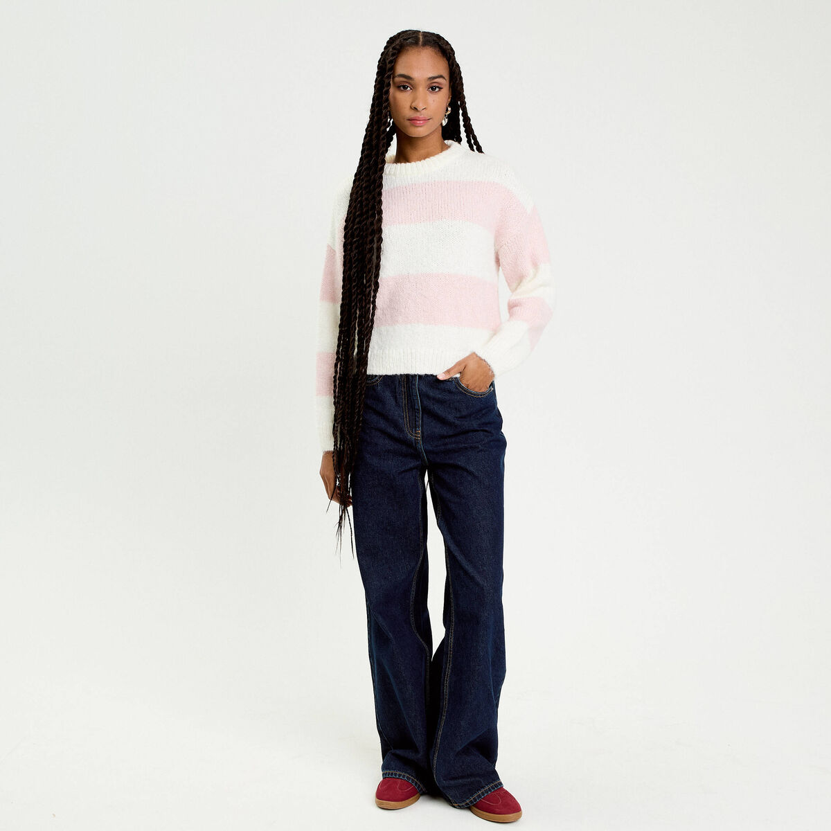 Pull manches longues ecru femme