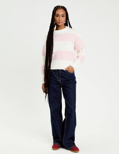 Pull manches longues ecru femme