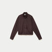 Veste cropped bas resserr&eacute; marron fonc&eacute; femme