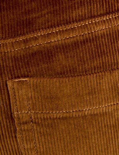 Pantalon bootcut taille haute velours marron femme