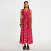 Robe longue &eacute;vas&eacute;e effet satin&eacute;e rose femme