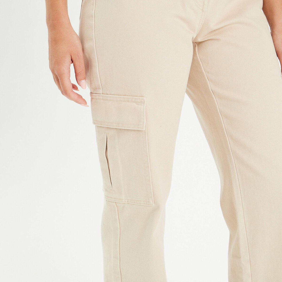 Jean large cargo ecru femme