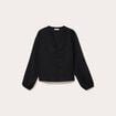 Blouse brod&eacute;e col V noir femme