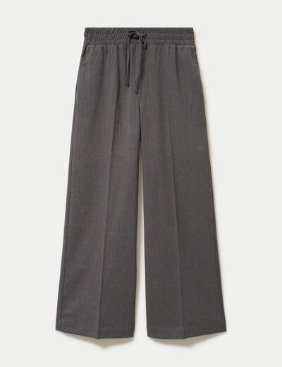 Pantalon large taille standard gris femme