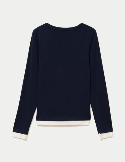 Doudou col rond manches longues bleu marine femme