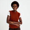 Pull sans manches marron cognac femme