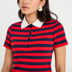T-shirt c&ocirc;tel&eacute; col polo rouge femme