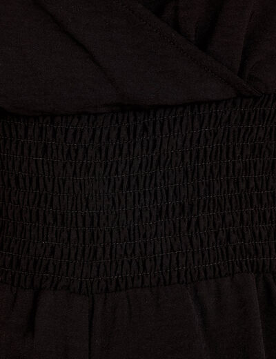 Combishort large col v fines bretelles noir femme