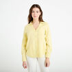 Chemise lin col V manches longues jaune pastel femme
