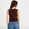 Gilet sans manches cropped marron fonc&eacute; femme