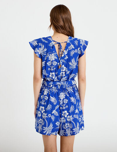 Combishort fluide bleu roi femme