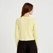 Gilet ajust&eacute; cropped col rond jaune clair femme