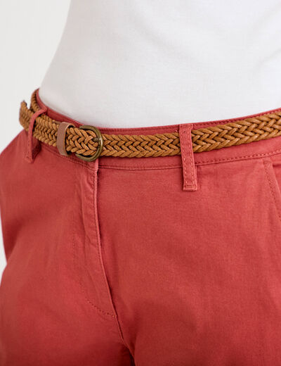 Pantalon chino 7/8&egrave;me vieux rose femme