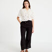 Pantalon large bi-mati&egrave;re pliss&eacute; noir femme