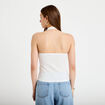 Top ajust&eacute; sans manches col b&eacute;nitier ecru femme