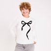 Pull motif noeud ecru femme