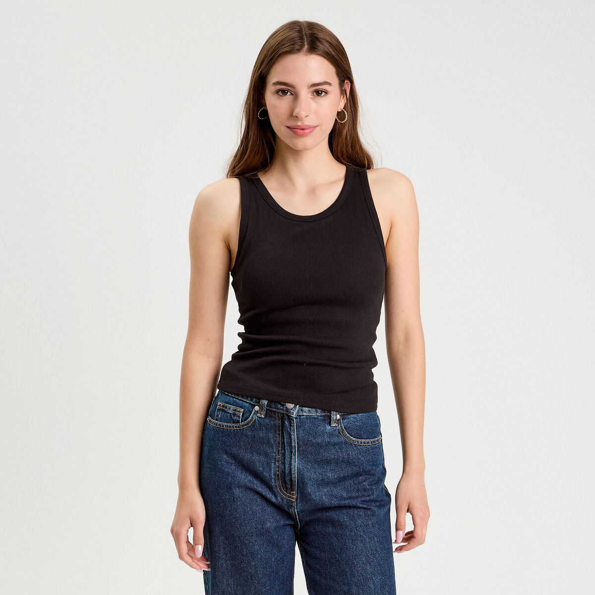 D&eacute;bardeur c&ocirc;tel&eacute; avec brassi&egrave;re int&eacute;gr&eacute;e noir femme