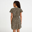 Robe courte &eacute;vas&eacute;e col v manches courtes beige femme