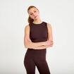 D&eacute;bardeur col rond marron fonc&eacute; femme