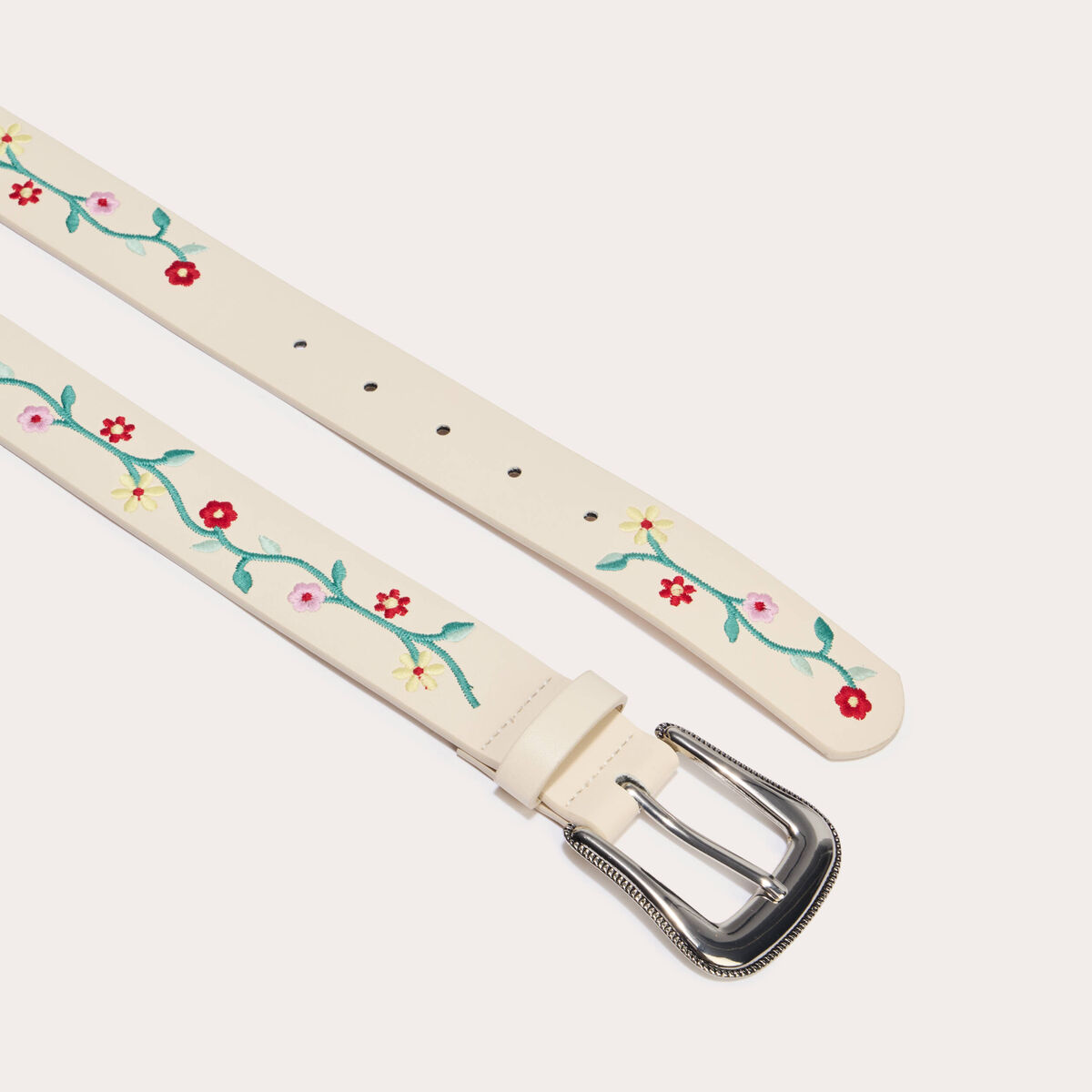 Ceinture brod&eacute;e blanc femme