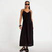 Robe longue &eacute;vas&eacute;e &agrave; fines bretelles noir femme