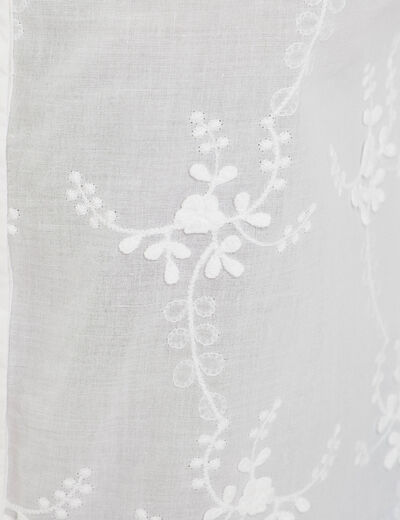 Blouse brod&eacute;e col mao manches 3/4 ecru femme