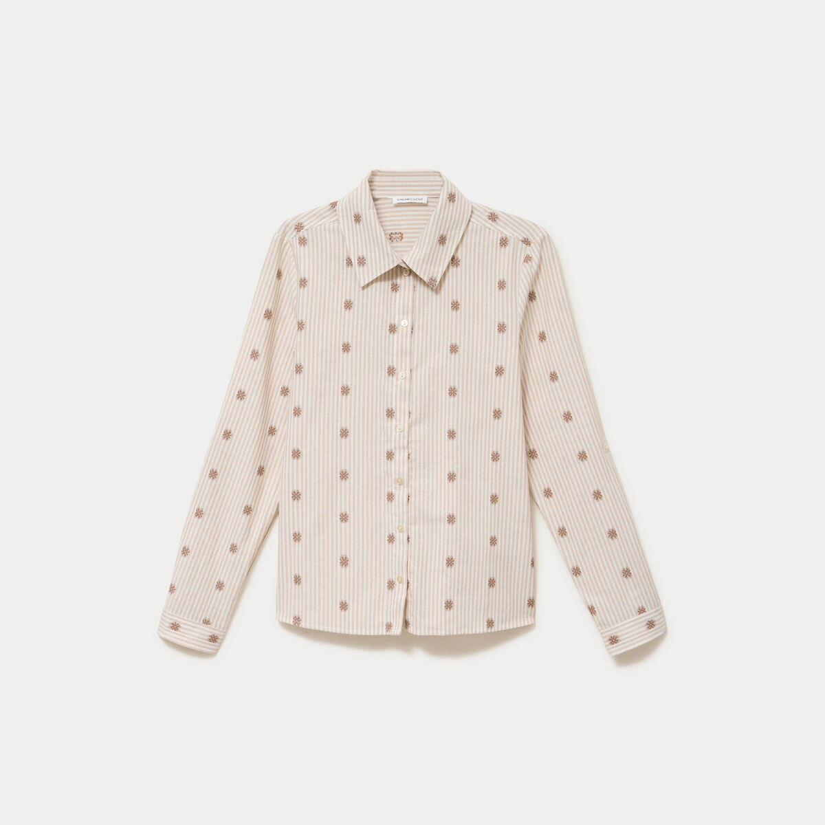 Chemise droite manches longues sable femme