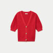 Gilet col v manches courtes rouge femme