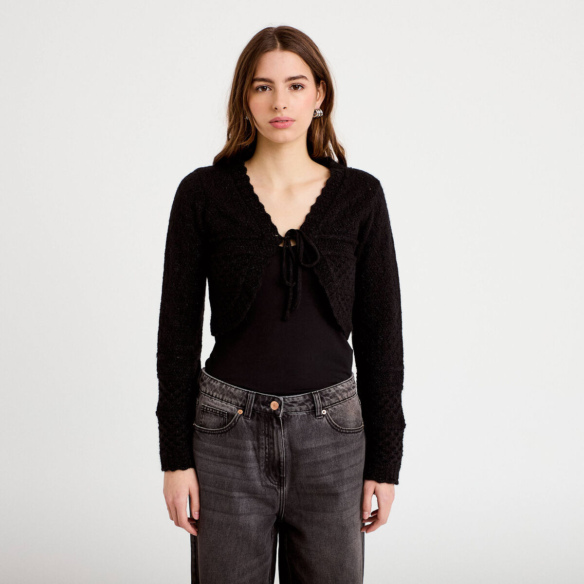 Gilet manches longues noir femme
