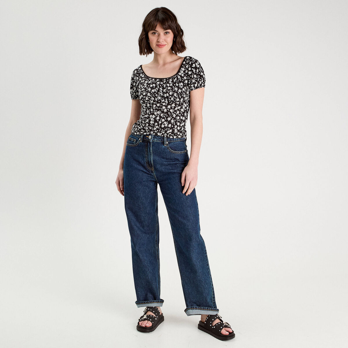 Blouse manches courtes noir femme