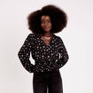 Blouse courte taille smock&eacute;e noir femme