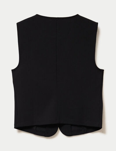 Gilet sans manches col rond noir femme