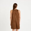 Robe courte droite sans manches marron femme