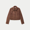 Veste droite cropped col tailleur marron femme