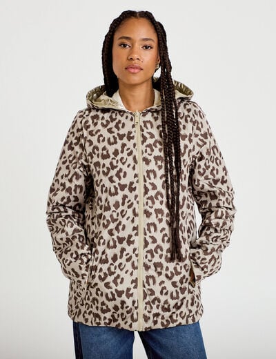 Parka r&eacute;versible &agrave; capuche couleur or femme