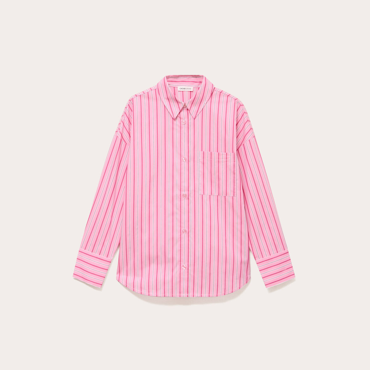 Chemise oversize col classique rose vif femme