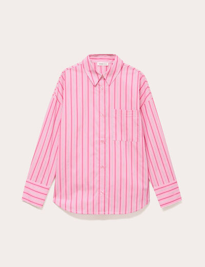 Chemise oversize col classique rose vif femme