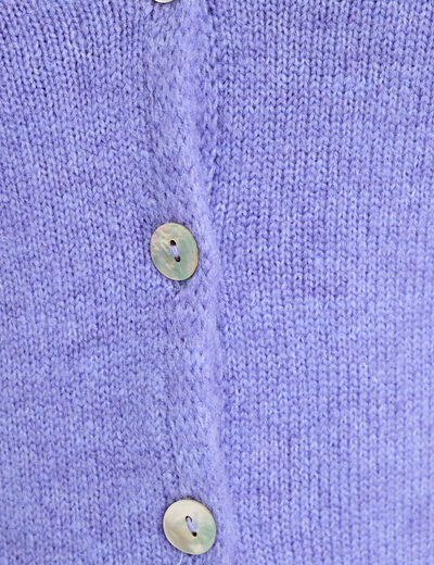 Gilet boutonn&eacute; avec col en V bleu violet femme