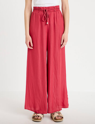 Pantalon large taille standard rose framboise femme
