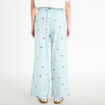 Pantalon large brod&eacute; Bridgerton bleu clair femme