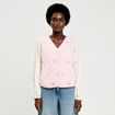 Gilet sans manches brod&eacute; effet polaire vieux rose femme